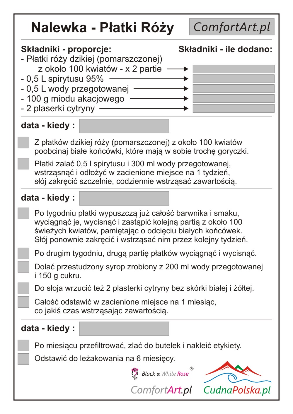 nalewka płatki róż terminarzyk